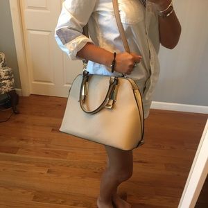 Aldo Top Handle Hand Bag Nude with Gold
